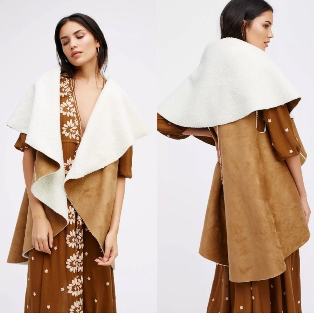 Free People Cozy Sherpa Vest Vegan Suede Sherpa Vest